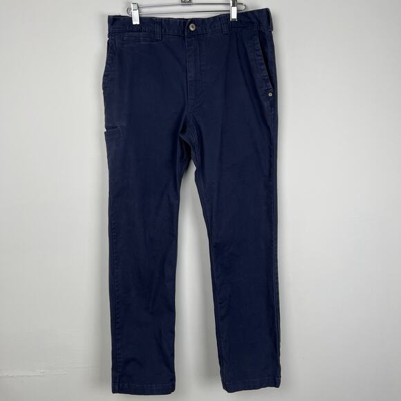 Duluth Trading Co Pants Mens 32x32 (32x30) Navy Flex Ballroom Khakis Trim Fit - Picture 1 of 8